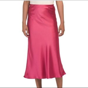 Rachel Zoe Pink Bias Satin Midi Skirt